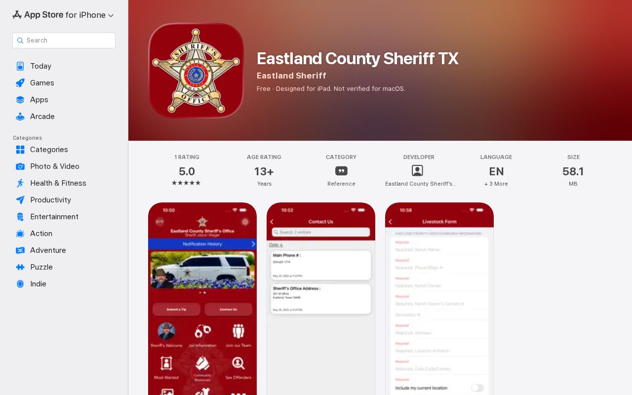 Eastland County 72-hour release sheriff app publisher and features
