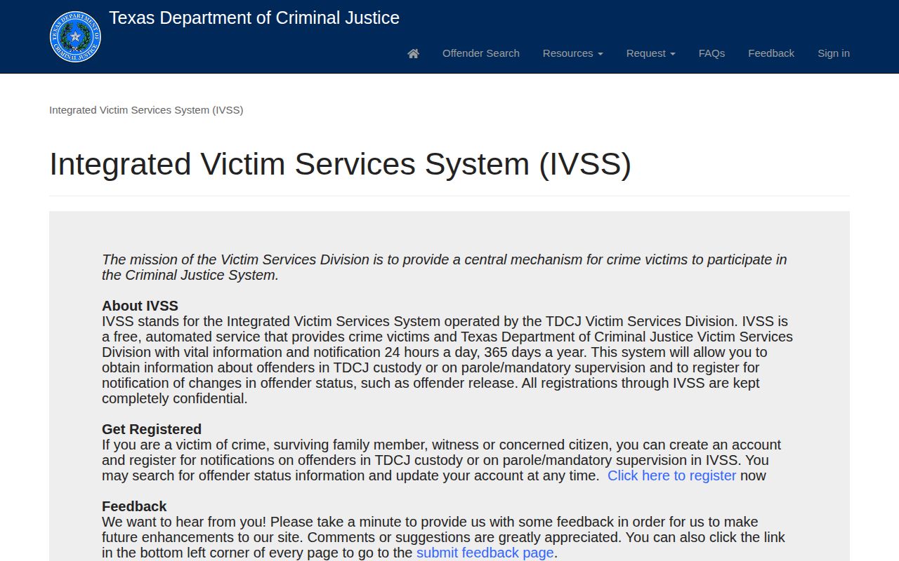 Eastland County TDCJ IVSS custody parole and mandatory supervision search